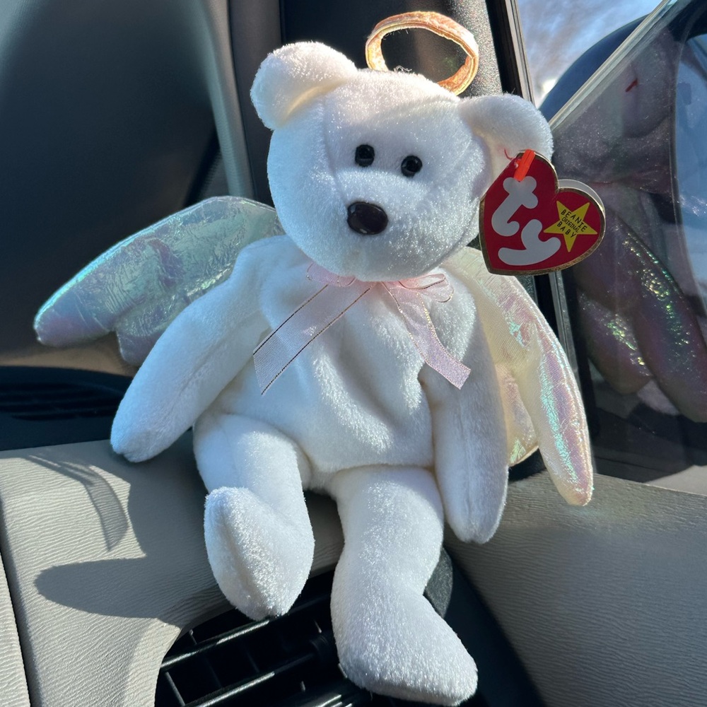 Ty White Angel Bear with Halo and Wings